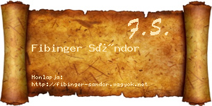 Fibinger Sándor névjegykártya